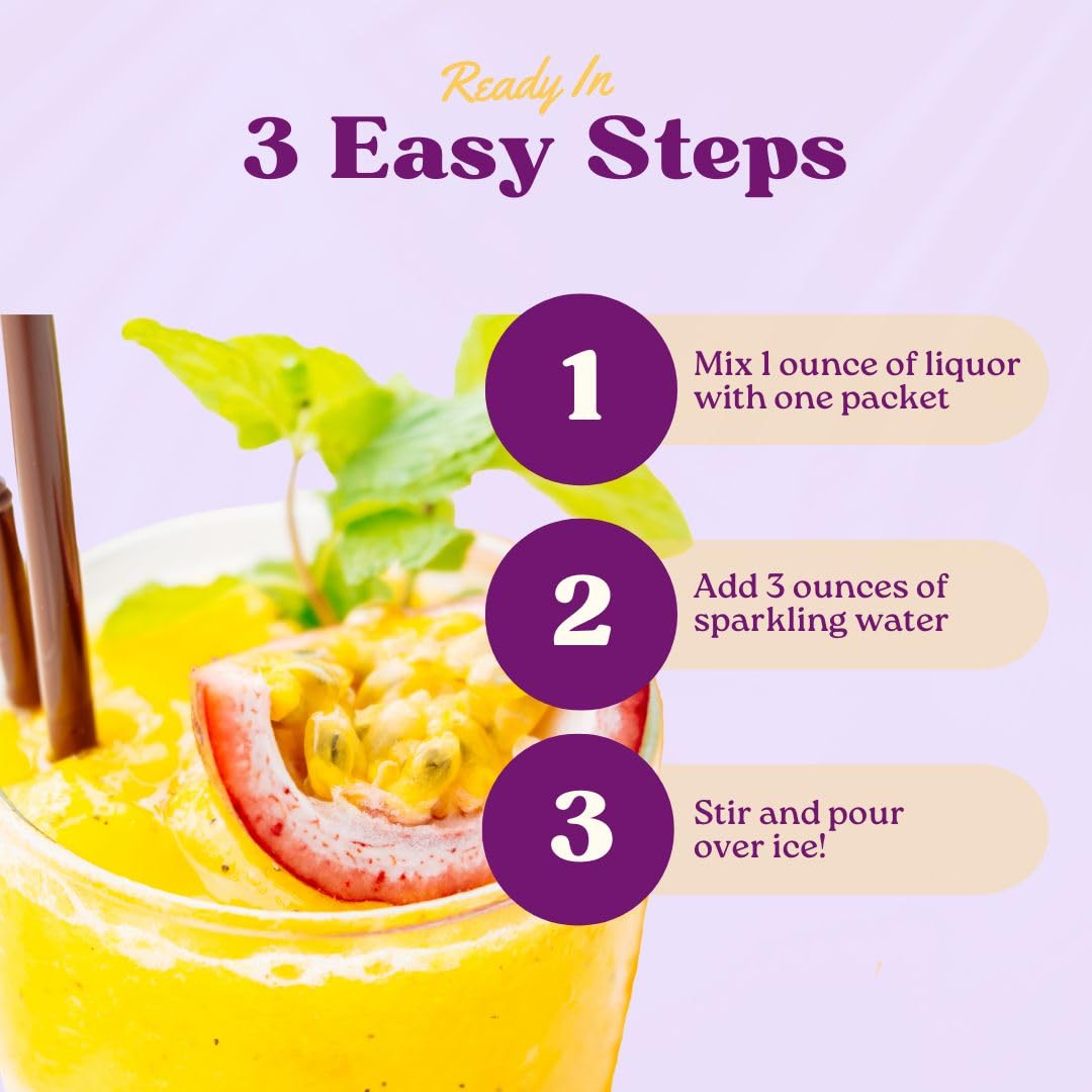 Maud's Mixers Passion Fruit Mai Tai Cocktail Mix, 14 ct, Mocktail Non-Alcoholic Drinks - Made with Real Fruit and Agave - Low Calorie, Low Sugar, Easy to Mix