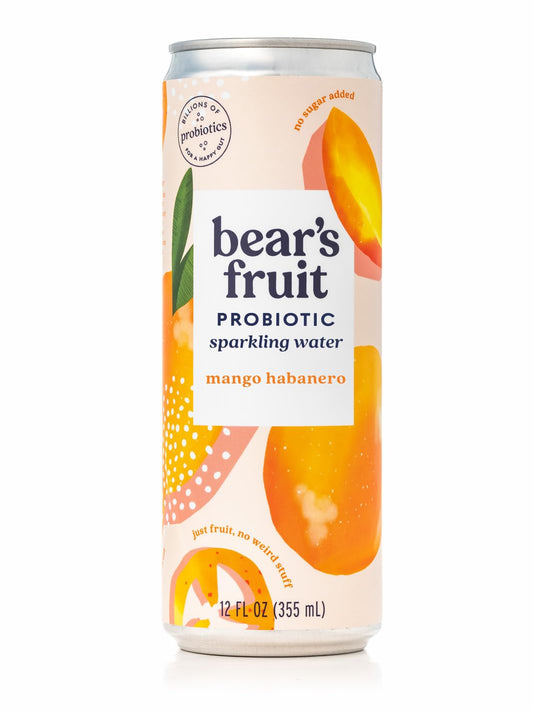 Bear's Fruit, Water Sparkling Probiotic Mango Habanero, 12 Fl Oz