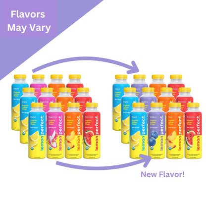 Lemon Perfect 4-Flavor Variety Pack, Hydrating Flavored Lemon Water, Zero Sugar, Delicious and Refreshing, Organic, 15.2 fl oz Bottles (12-Pack)