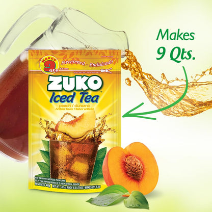 Zuko Peach Tea Powdered Drink Mix Family Pack, No Added Sugar Needed, 14.1 oz (Pack of 6)