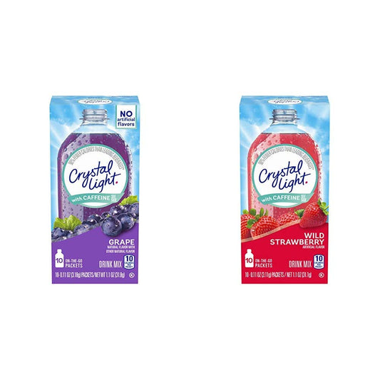 Crystal Light Grape Energy Drink Mix with Caffeine, 120 On-the-Go Packets, 12 Packs of 10