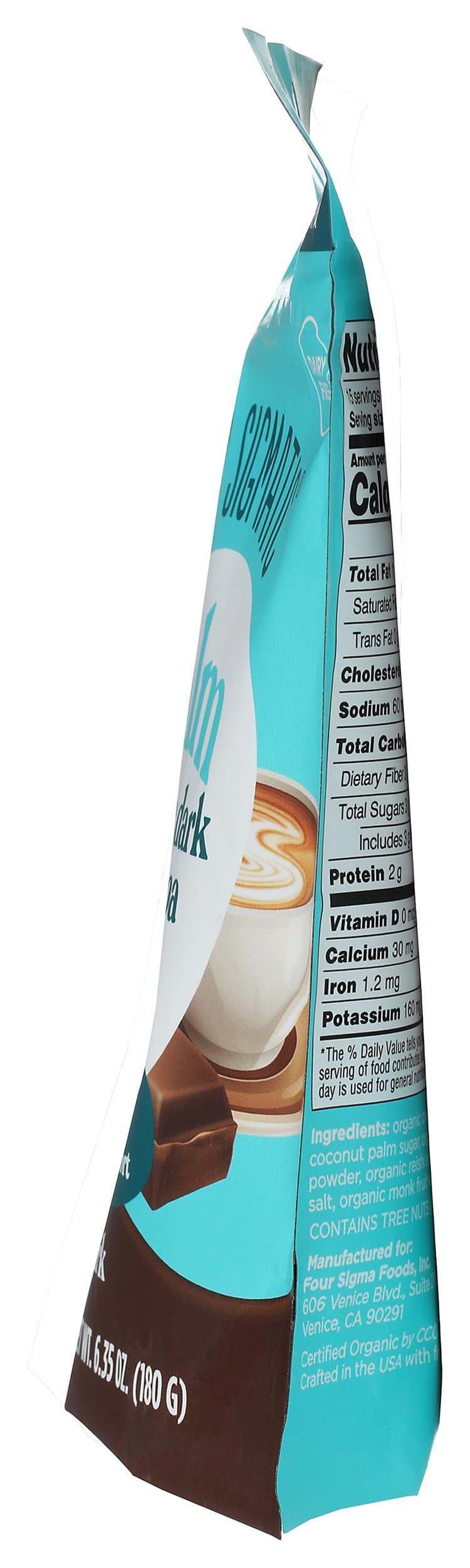 Four Sigmatic Organic Dark Hot Cocoa with Reishi Mushroom, Calm, Instant, Vegan, Dairy Free, 6.35 Ounces (Pack of 6)