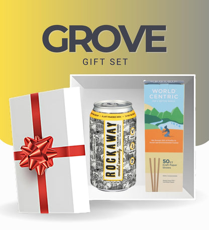 Rockaway Pineapple Ginger Sparkling Drink 12 fl oz Bundle with Straw paper 50 PC — Low-Calorie Energy Drink with Real Fruit Juice and Organic Cane Sugar — Gift Set (2 Items)