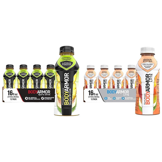 BODYARMOR Sports Drink and BODYARMOR LYTE Sports Drink Bundle (Pack of 12, 16 Fl Oz)