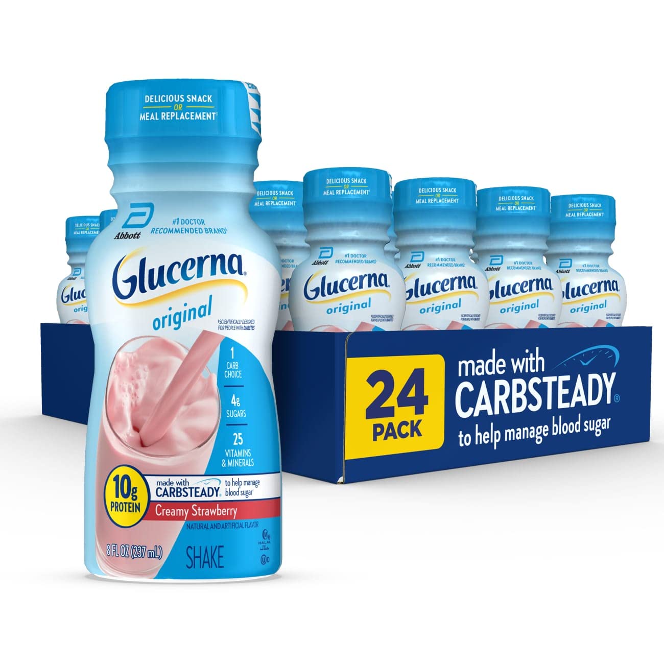 Glucerna Hunger Smart Shake, Diabetic Drink, Blood Sugar Management, 15g Protein, 180 Calories & Nutritional Shake, Diabetic Drink to Support Blood Sugar Management, 10g Protein