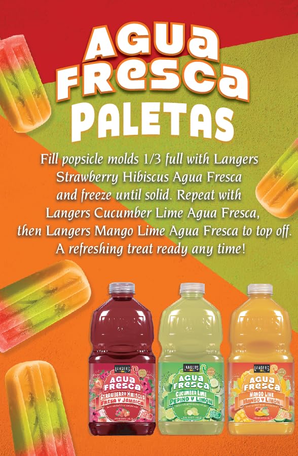 Langers Agua Fresca, Pepino y Limón (Cucumber Lime), 64 Fl Oz (Pack of 8)