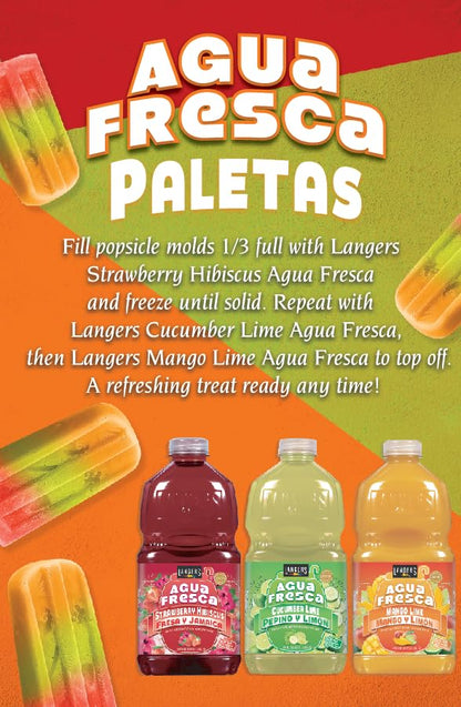 Langers Agua Fresca, Pepino y Limón (Cucumber Lime), 64 Fl Oz (Pack of 8)