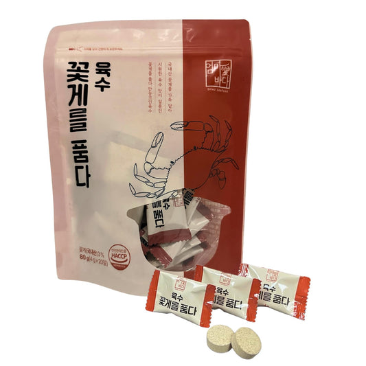 Korean Crab Flavor Seafood Stock Tablets, Instant Broth Coin Tablets, 80 g