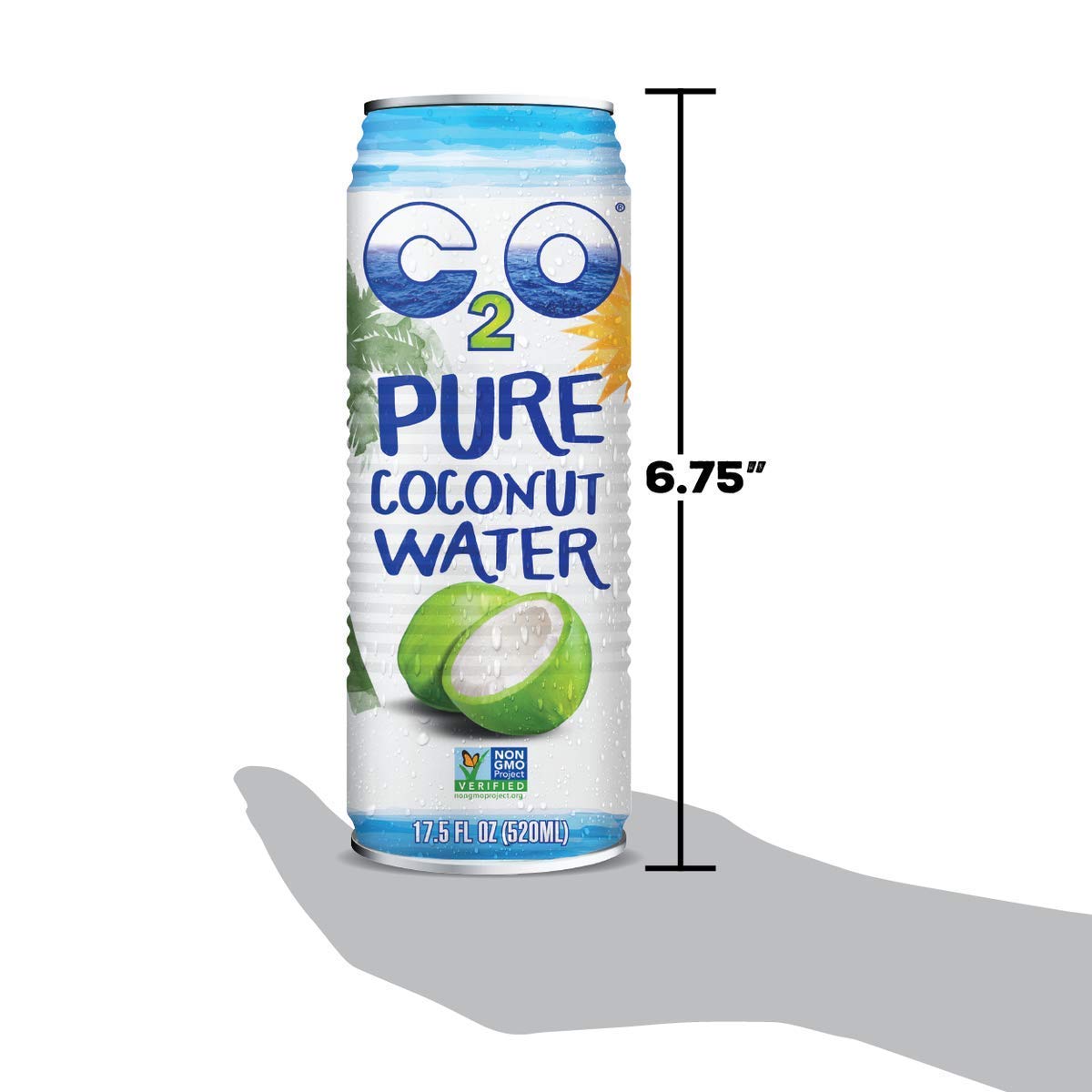 C2O Pure Coconut Water with Mango | Plant Based | Non-GMO | No Added Sugar | Essential Electrolytes | 17.5 FL OZ (Pack of 12)