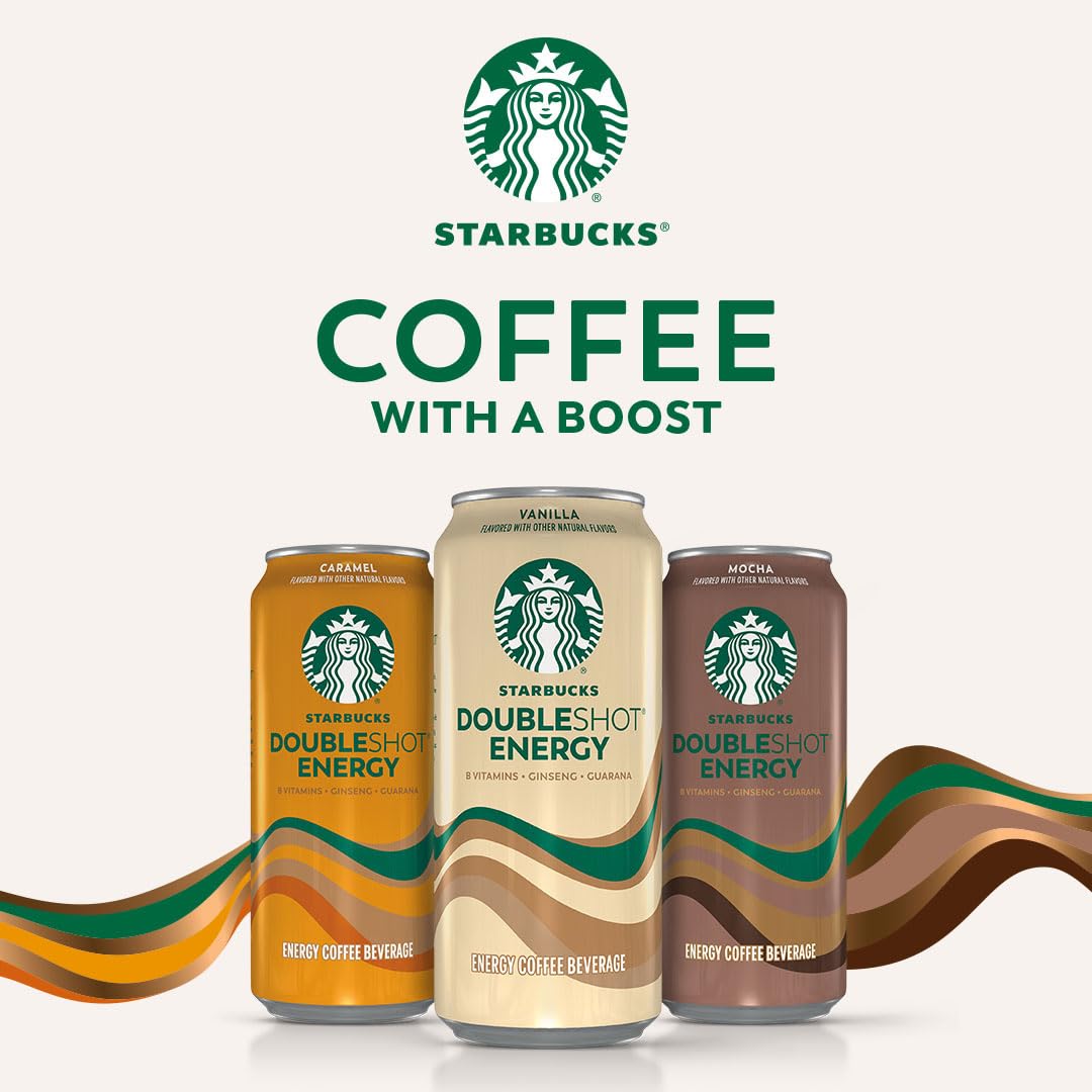 Starbucks Doubleshot Energy Drink Coffee Beverage,Vanilla,Iced Coffee,15 fl oz Cans,(Pack of 24)