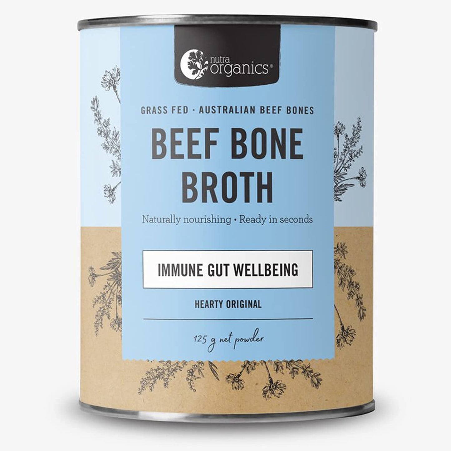 Nutra Organics Beef Broth Low Sodium Powder - Hearty Original Flavor Beef Bouillon and Sipping Broth For Cooking, Immune, Joint and Gut Health (3.5oz)