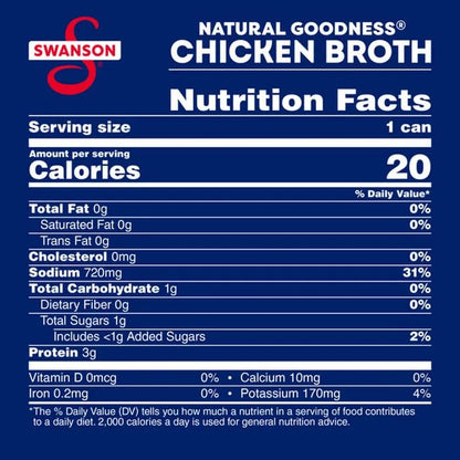 Swanson Natural Goodness Chicken Broth 33 Percent Less Sodium 14.5 Ounce (Pack of 6)