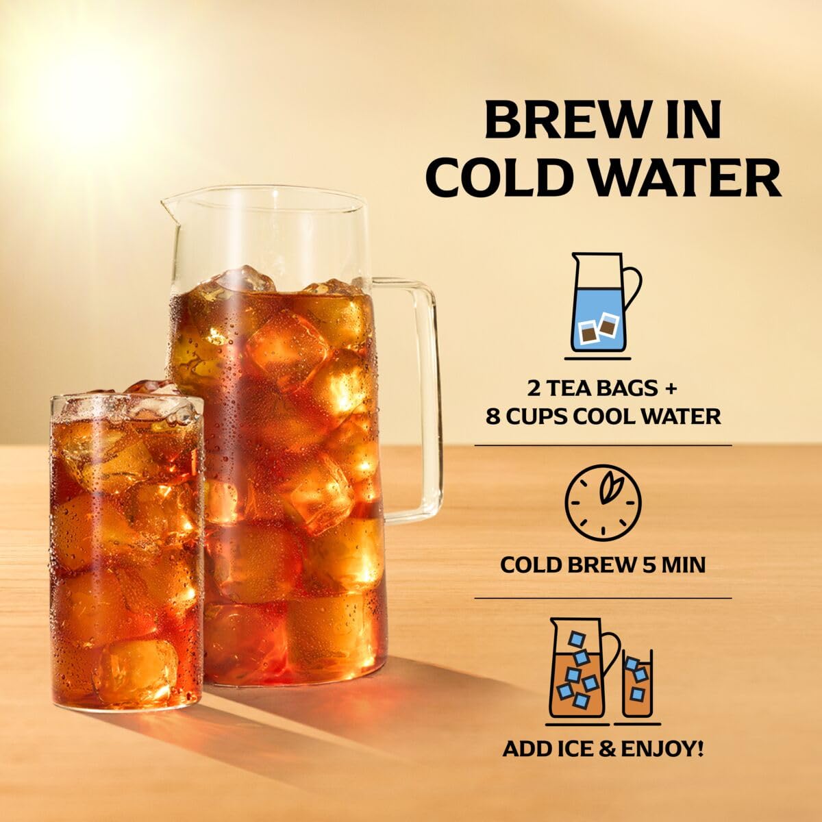 Lipton Cold Brew Iced Tea Bags, Family Size Zero Calories, Easy-To-Make with no boiling needed, 22 Total Tea Bags