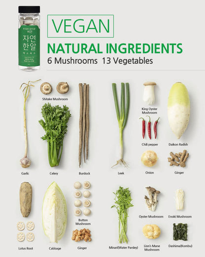 JayeonHanal Vegan Broth Tablet Type 88g (2.2g x 40pcs) Mushroom & Vegetable Stock Dashi Broth Ingredients Freeze-Dried 100% for Nutrition, No MSG Umami Savory Taste Aromatic Easy-to-Carry Coin Type