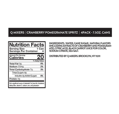 Q Mixers Cranberry-Pomegranate Spritz, Ideal for Cocktails & Mocktails - Made with Real Ingredients, Perfectly Carbonated & Less Sweet - 20 Calories per Can - 7.5oz Fl oz Cans (Pack of 24)
