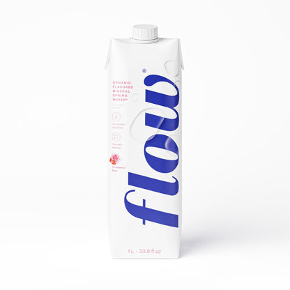 Flow Mineral Spring Water, Organic Strawberry + Rose, 12 Pack (33.8 Fl Oz) - Naturally Alkaline with Electrolytes and Zero Sugar