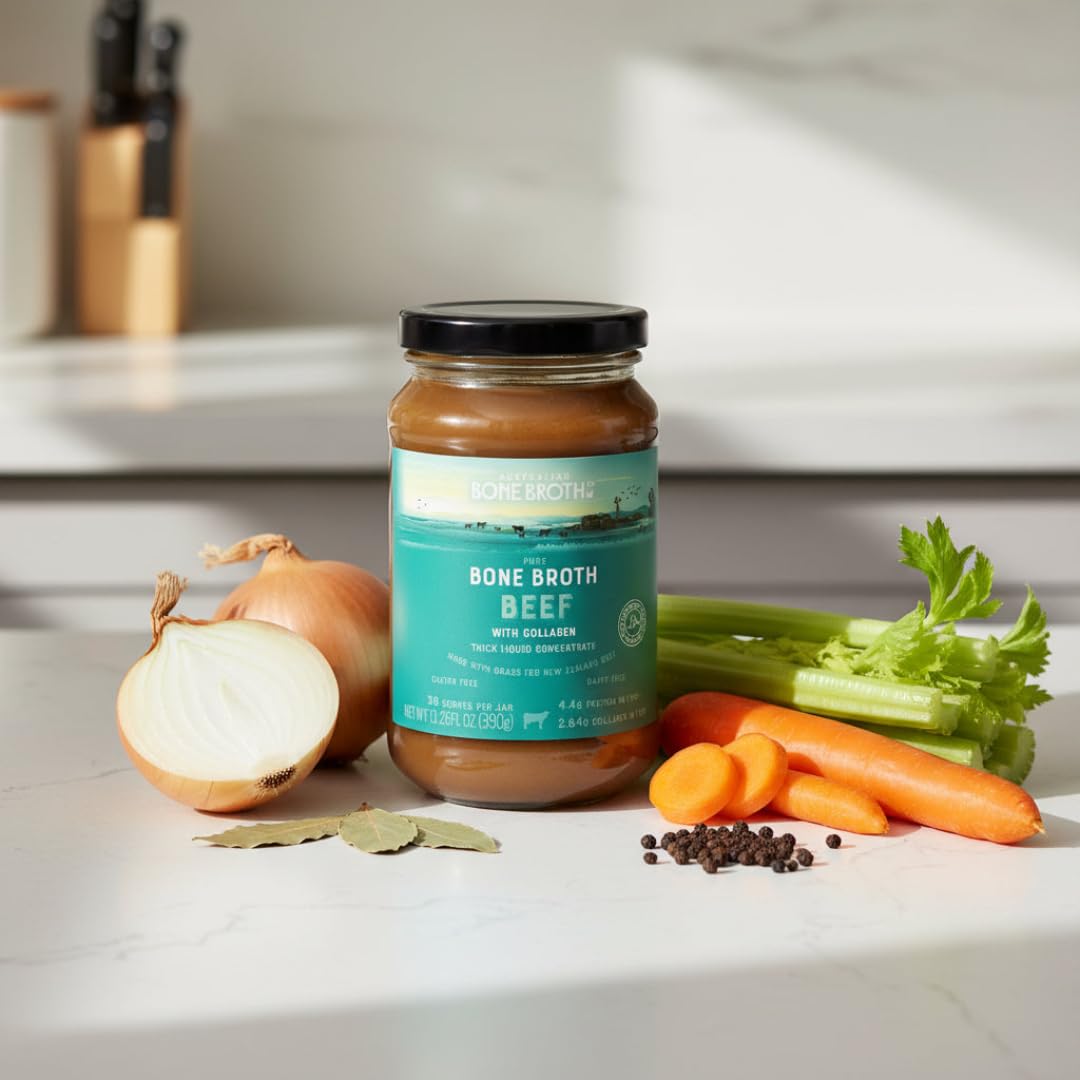 ABBCo Beef Broth Concentrate with Collagen, Rich Savoury Cooking Base for Soups, Gravies & Sauces, Just Add Hot Water, Halal, 13.26Floz