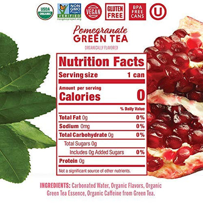 Nixie Sparkling Water Organic Pomegranate Green Tea Sparkling Water, 12 FZ