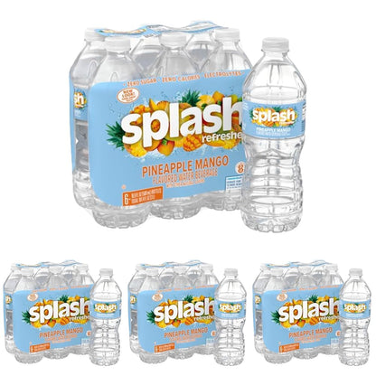Splash Refresher Pineapple Mango Flavor Water Beverage 16.9 Fl Oz Plastic Bottle Pack of 24