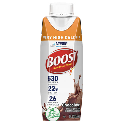 Boost Very High Calorie Chocolate Nutritional Drink 530 Calorie (Pack of 24) and Ensure Max Protein Milk Chocolate Nutrition Shake 30g Protein (Pack of 12)
