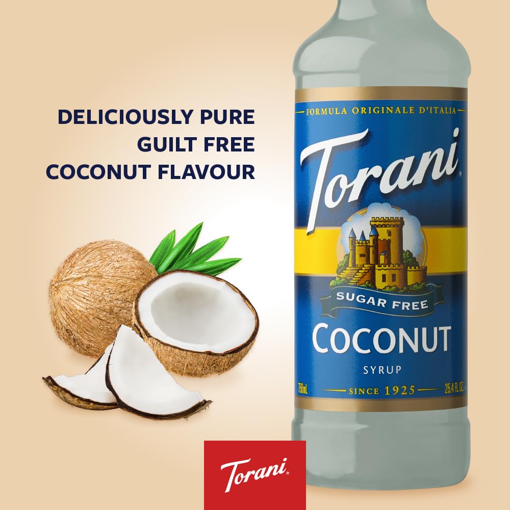 Torani Sugar Free Coconut Flavored Drink Syrup, 25.4 fl oz (Pack of 4)