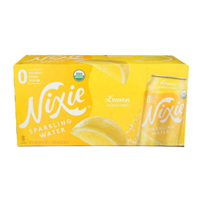 Nixie Organic Lemon Sparkling Water, 12 Fluid Ounce - 8 count per pack - 3 packs per case.