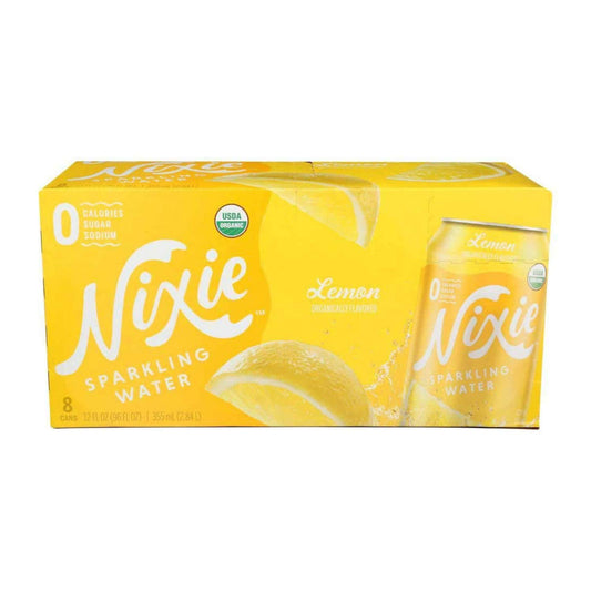 Nixie Organic Lemon Sparkling Water, 12 Fluid Ounce - 8 count per pack - 3 packs per case.