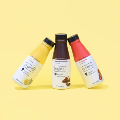 Soylent Meal Replacement Shake Banana Split Bundle - Creamy Chocolate, Banana and Strawberry, 14oz - 36 bottles
