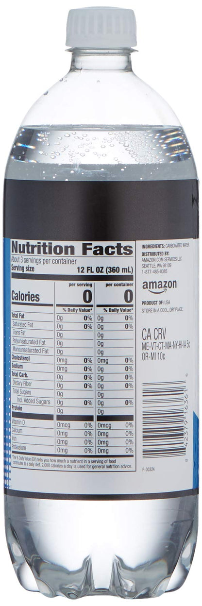 Amazon Brand - Happy Belly Seltzer Sparkling Water, 33.8 fl oz (Pack of 6)