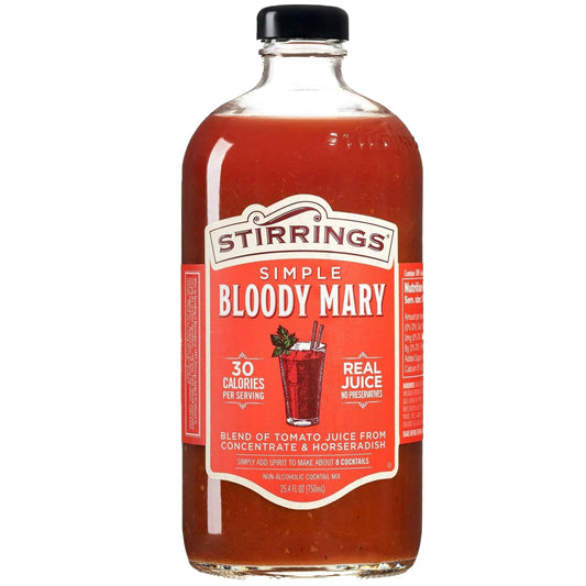 Stirrings Pack Bloody Mary Cocktail Mix 750ml Bottle - Real Juice No Preservatives - 90 Calories - Drink Mixer