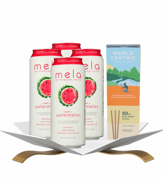4x Juice Watermelon 16.9 fl oz Bundle with Paper Straw 50-Pack — Organic Watermelon Juice Refreshing Beverage Rich in Vitamin C and Naturally Sweet Flavor — Gift Set (5 Items)