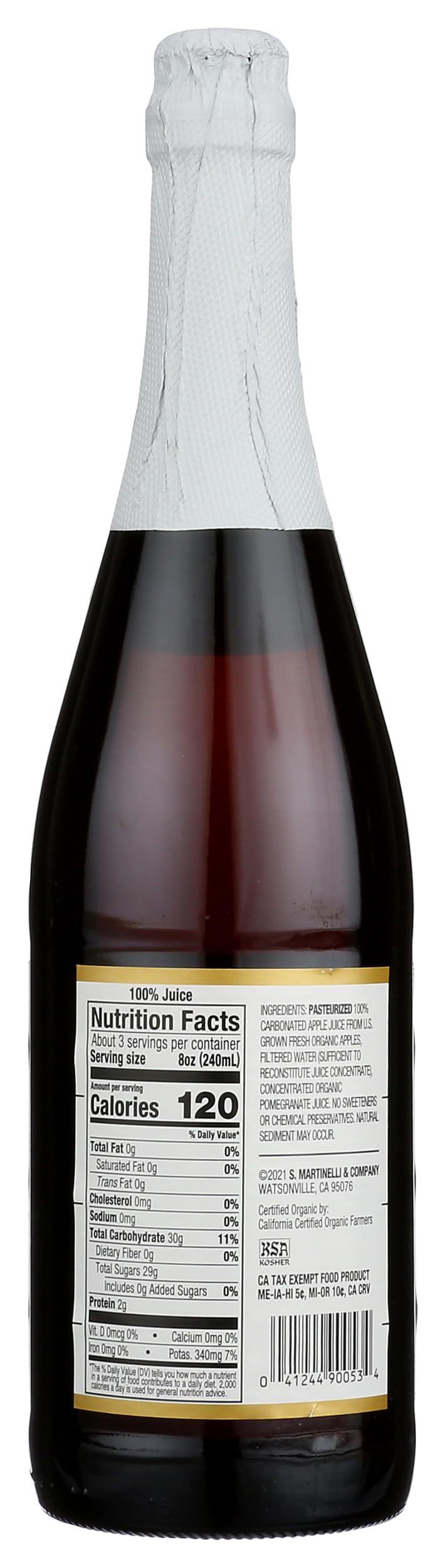 Martinelli's Organic Sparkling Apple Pomegranate, 25.4 Oz