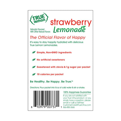 True Lemon Strawberry Lemonade 10ct (Pack of 12) - Drink Mix - No Artificial Sweeteners, Low Calorie - Powdered Drink Mixes & Flavors - Water Flavor Packets & Water Enhancer with Stevia