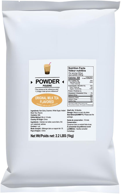 Soeos Milk Tea Flavored Powder (3-in-1), 2.2 lbs (1kg) – Instant Bubble Tea Mix with Creamer & Sugar, Easy to Prepare, Perfect for Boba Drinks & Desserts