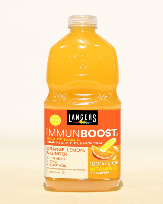 Langers 64 fl oz Immunboost 100% Juice - Orange, Lemon, Turmeric and Ginger juices with added Vitamins, Magnesium, Zinc. 1,000mg Vitamin C per serving., 64 Fl Oz (Pack of 1)