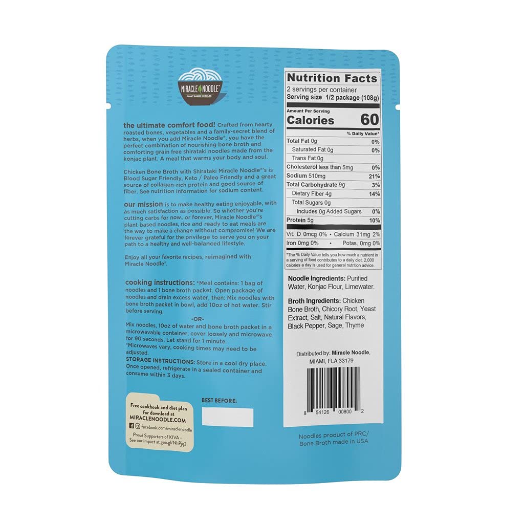 MIRACLE NOODLE Bone Broth Chicken Noodle Soup, 7.6 OZ