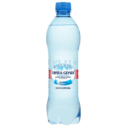 Crystal Geyser Sparkling Alpine Natural Spring Water, 24-Pack, 16.9oz Bottles, Zero Calories and No Sweeteners, Bottled at The Source