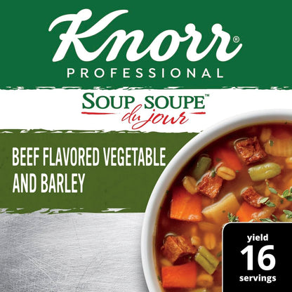 Knorr Professional Soup du Jour Beef Vegetable and Barley Soup Mix 0g Trans Fat per Serving, Just Add Water,13.9 Ounce (Pack of 4)