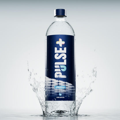 Pulse+ Alkaline Water - Naturally Filtered Spring Water in 1 Liter PET Plastic Bottles, Recyclable and BPA-Free - Case of 24