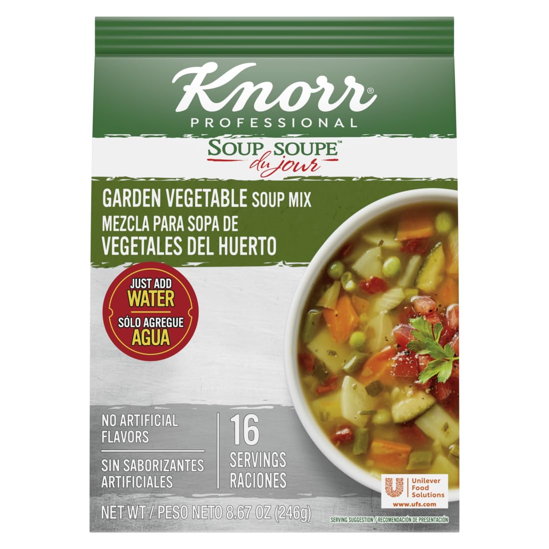 Knorr Professional Soup du Jour Garden Vegetable Soup Mix Vegetarian, Gluten Free, 0g Trans Fat per Serving, Just Add Water, 1 Count (Pack of 4)