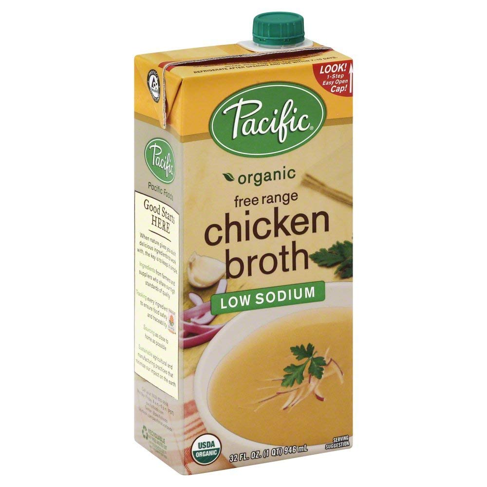 Pacific Broth, Chicken, Organic, Free Range, Low Sodium, 32 Oz. (Pack of 2)
