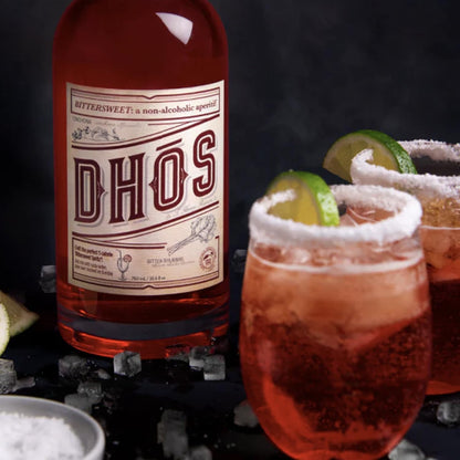 Dhos Handcrafted Non-Alcoholic Bittersweet w 15 Pack Fever Tree Elderflower Tonic Water - Keto-Friendly, Zero Sugar, Zero Calories, Zero Proof - 750 ML - Perfect for Mocktails - Made in USA