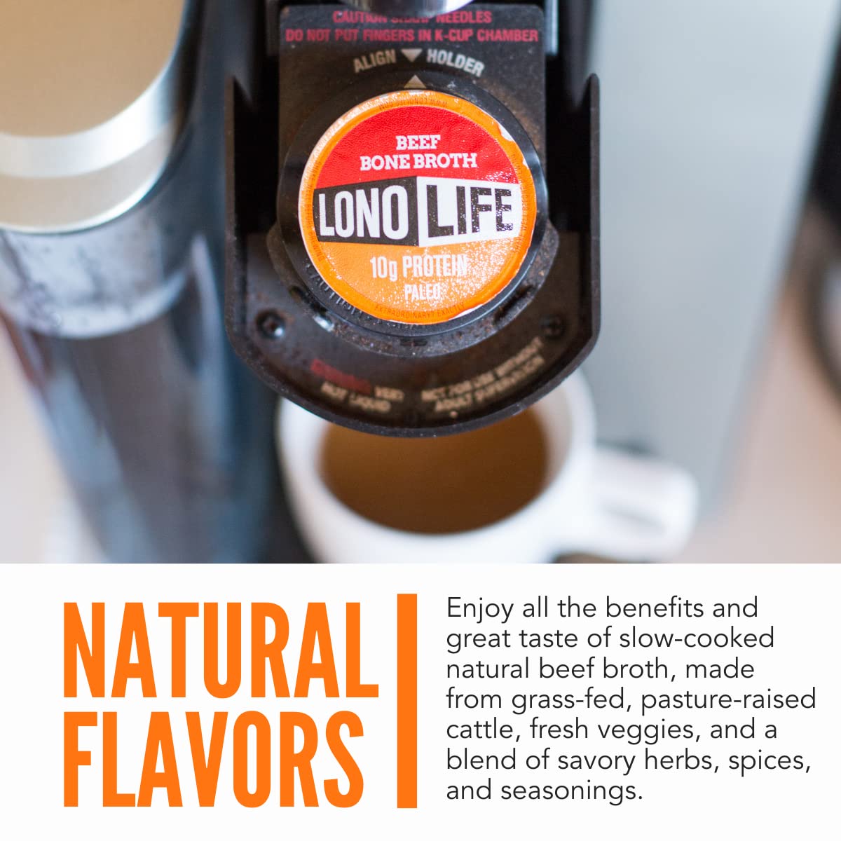 LonoLife Beef Bone Broth Powder Mix | Grass-Fed, 10g Protein | Collagen-Rich, Keto & Paleo Friendly | Natural Ingredients | 10 Single-Serve Cups