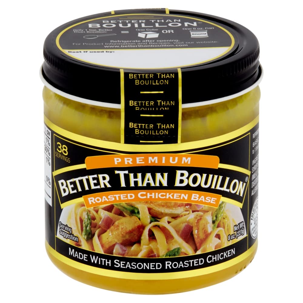 Better Than Bouillon Premium Roasted Chicken Base, Made with Seasoned Roasted Chicken, 38 Servings, Blendable Base for Added Flavor 8.00 Ounce (Pack of 2)