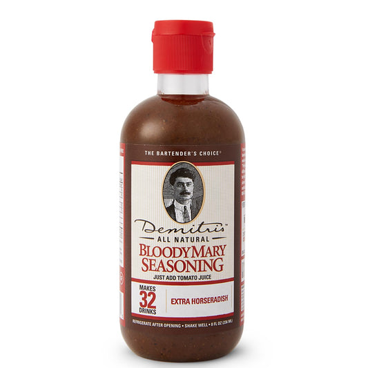 Demitri's Extra Horseradish Bloody Mary Seasoning Mix - Bloody Mary Mix - Concentrated Drink Mixer - Bold Rich Flavor - Ideal for Home Brunch Parties & Cocktails - 8oz Bottle (Pack of 1)