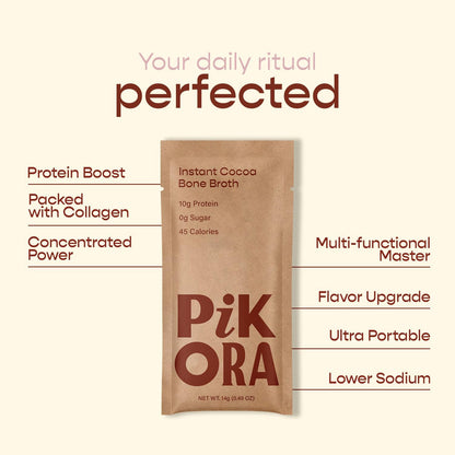 Chocolate Bone Broth Instant Powdered Mix (3 Pack, 12 Servings) | High-Protein, Gluten-Free, Collagen-Rich, No Sugar, Keto & Paleo Friendly | 10g Protein, 45 Calories per Serving