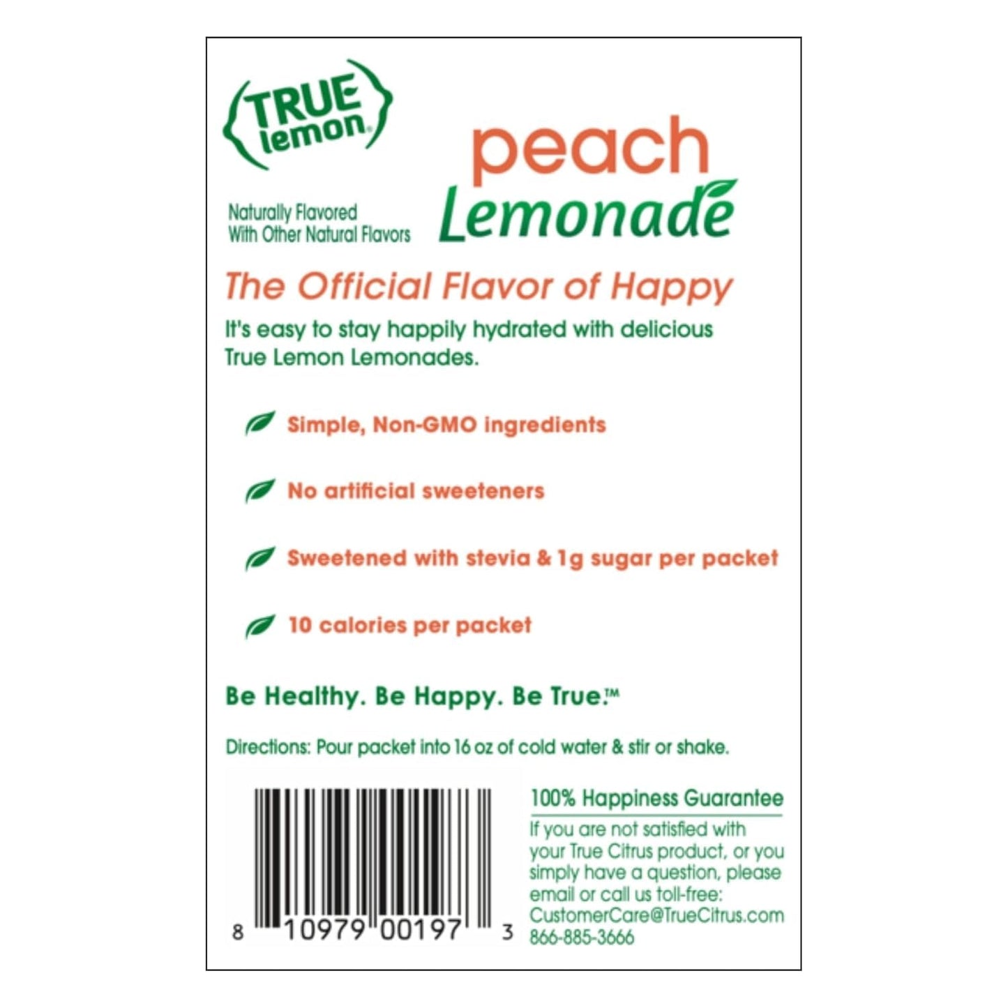 True Lemon Peach Lemonade 10ct (Pack of 1) - Drink Mix - No Artificial Sweeteners, Low Calorie - Powdered Drink Mixes & Flavors - Water Flavor Packets & Water Enhancer with Stevia