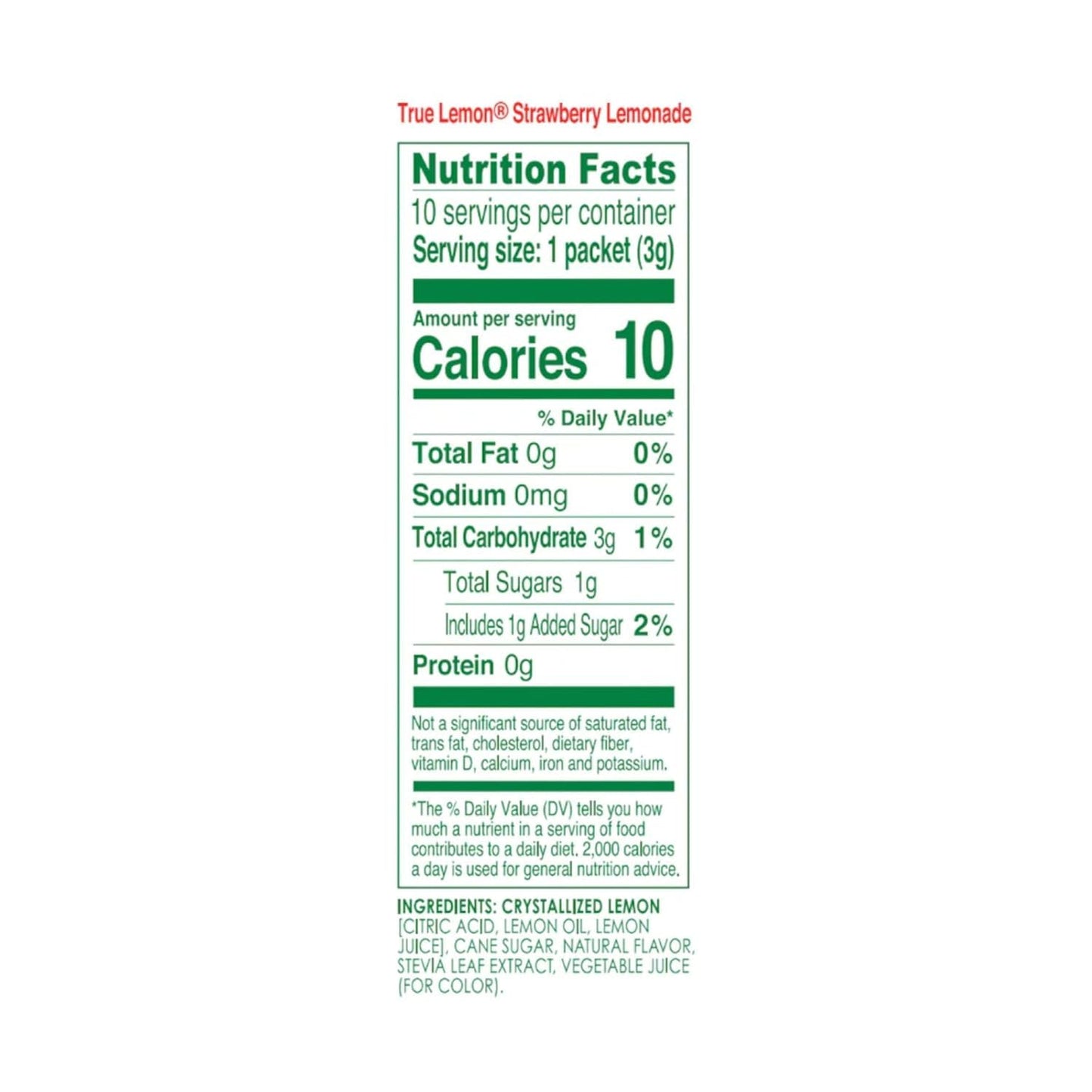 True Lemon Strawberry Lemonade 10ct (Pack of 12) - Drink Mix - No Artificial Sweeteners, Low Calorie - Powdered Drink Mixes & Flavors - Water Flavor Packets & Water Enhancer with Stevia