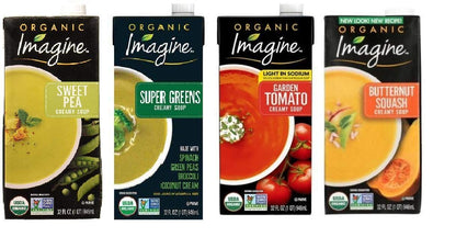 Imagineig Organic Soup Variety Pack: Super Greens, Sweet Pea, Creamy Garden Tomato, Creamy Butternut Squash, 32 ounce (Pack of 4)