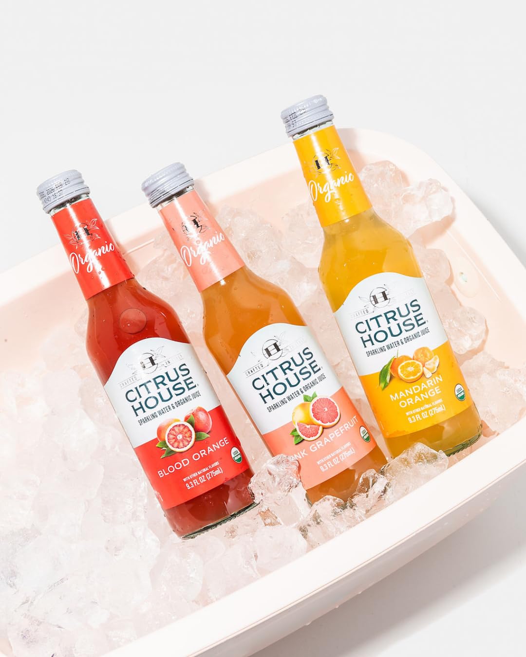Citrus House Organic Sparkling Juice, Variety Pack, Modern Italian Soda, No Added Sugar, No Preservatives, 9.3 Fl Oz Glass Bottle (Pack of 12)